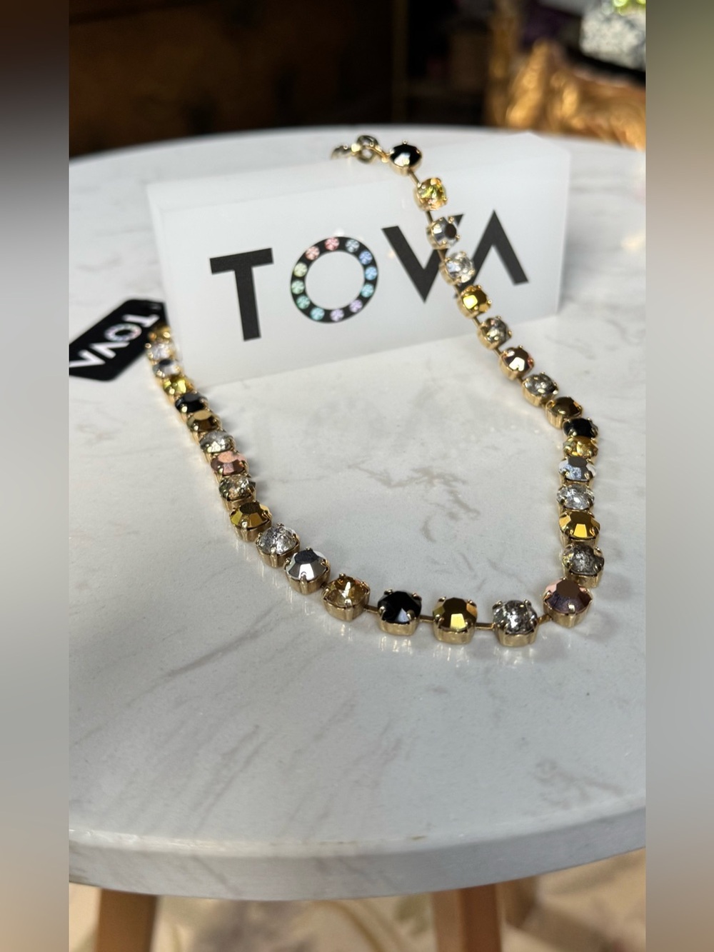 TOVA Multicolor Crystal Gold-Tone Necklace - Women Jewelry